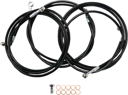 LA Choppers - LA Choppers Black Vinyl-Coated Stainless Steel Brake Line Kit - 15-17in. Ape Hangers - LA-8052B16B
