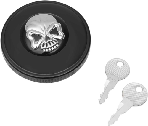 Drag Specialties - Drag Specialties Screw-In Locking Skull Gas Cap - Non-Vented - Black - 0703-0691