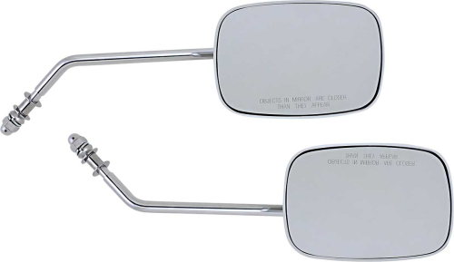 Drag Specialties - Drag Specialties OEM Style Rectangular Mirrors - Long Stem - Chrome - 0640-0982