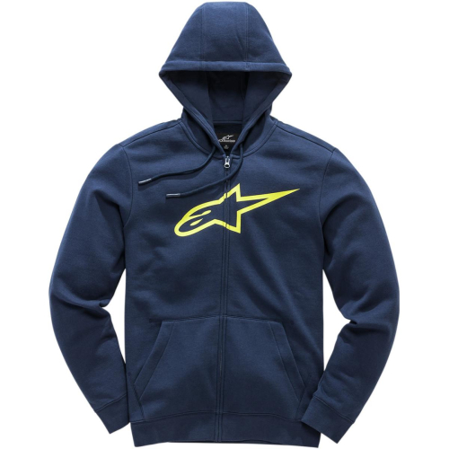 Alpinestars - Alpinestars Ageless II Fleece Zip-Front Hoody - 10385305270502X - Navy/Hi-Vis Yellow - 2XL