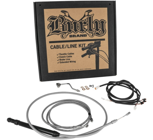 Burly Brand - Burly Brand Extended Cable/Brake Line Kit for 16in. Ape Handlebar - Stainless Steel - B30-1312