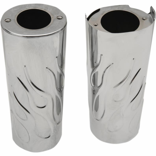 Drag Specialties - Drag Specialties Flame Fork Slide Covers - +2in. - Chrome - 0411-0147