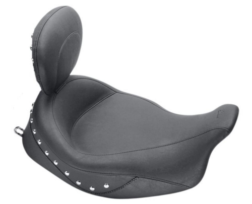 Mustang - Mustang Studded Super Solo Seat with Removable Driver Backrest - Chrome Studs - 79447