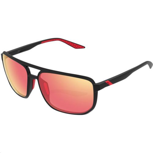 100% - 100% Konnor Aviator Sunglasses - 61043-100-43 - Soft Tact Black/Hiper Red Mirror Lens - OSFA