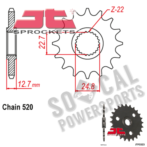 JT Sprockets - JT Sprockets Steel Front Sprocket - 22T - JTF3323.22