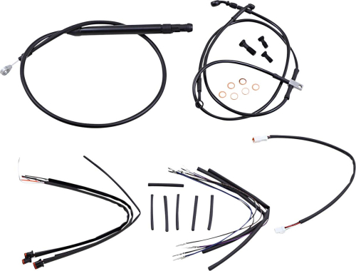 Burly Brand - Burly Brand Black Vinyl Handlebar Cable & Brake Line Kit for Jail Bars - 14in. - B30-1265