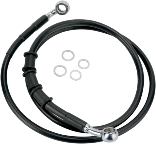 Drag Specialties - Drag Specialties Standard Length Front Stainless Steel Brake Line Kit - Black Vinyl - 680214BLK