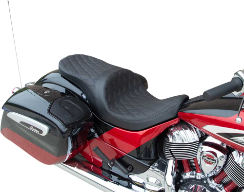 Drag Specialties - Drag Specialties Low Profile Touring Seat - Double Diamond - Black - Solar Reflective Leather - 0810-2274