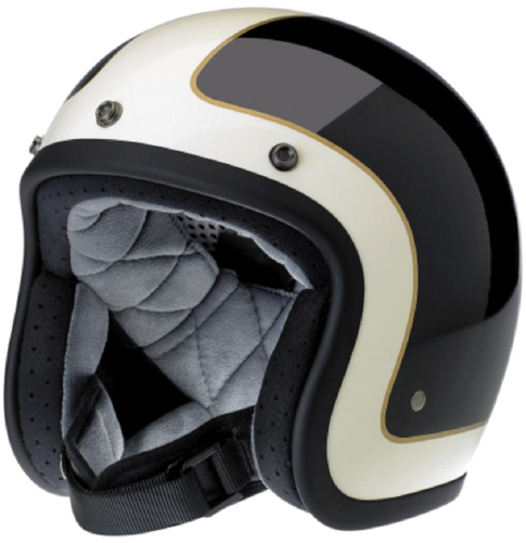 Biltwell Inc. - Biltwell Inc. Bonanza Tracker Helmet - BHGBWLETRKXS - Gloss Black/Vintage White - X-Small