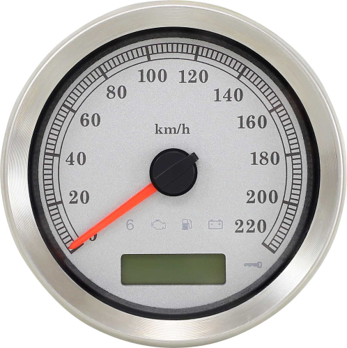 Drag Specialties - Drag Specialties 4in. Programmable Electronic Speedometer - 220 km/h - White Face - 2210-0461