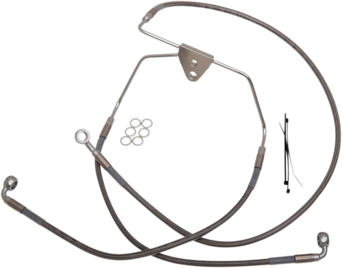 Drag Specialties - Drag Specialties Extended Stainless Steel Front Brake Line Kit - Clear Coated - 15 3/8in./33in. - 620085-10
