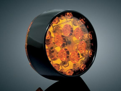 Kuryakyn - Kuryakyn LED Front Turn Signal Inserts - Bullet Style - Gloss Black Bezel/Amber Lens - 5455