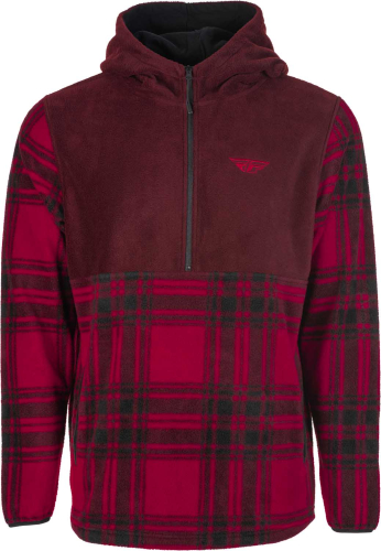 Fly Racing - Fly Racing Fly Half Zip Pullover Hoodie - 354-0022M - Red Plaid - Medium