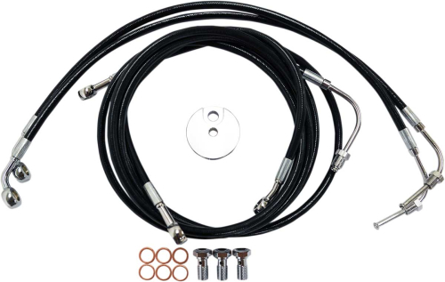 LA Choppers - LA Choppers Black Vinyl-Coated Stainless Steel Brake Line Kit - 15-17in. Ape Hangers - LA-8050B16B