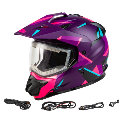 G-Max - G-Max GM-11S Ripcord Snow Helmet with Electric Shield - A4113916 - Matte Purple/Pink - X-Large