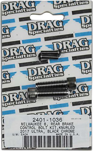 Drag Specialties - Drag Specialties Rear Brake Control Bolt Kit - Knurled - 2401-1036