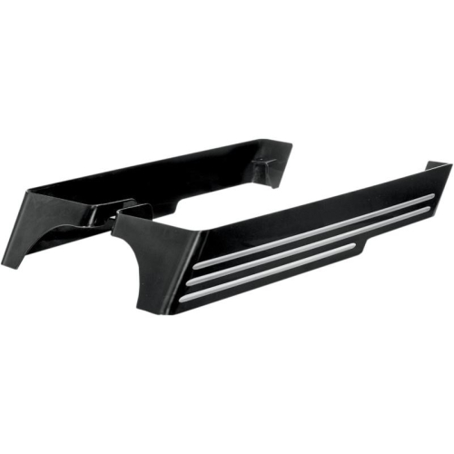 Cyclesmiths - Cyclesmiths Billet 3in. Saddlebag Extentions for Dual Exhaust - Black Powder-Coat with Highlighted Groves - 200-BP-14