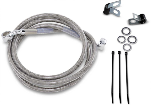 Drag Specialties - Drag Specialties Extended Stainless Steel Front Brake Line Kit - Clear Coated - 49 1/4in. - 640210-4