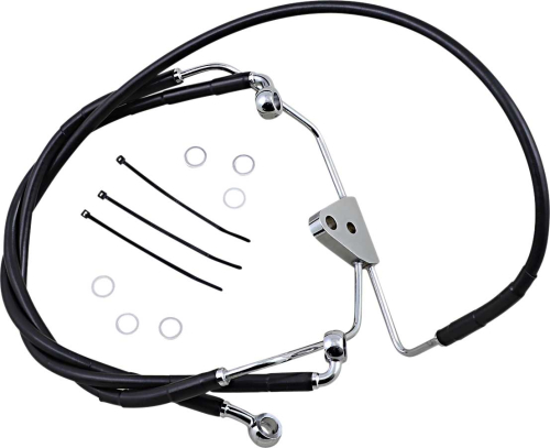 Drag Specialties - Drag Specialties Extended Stainless Steel Front Brake Line Kit - Black Vinyl Coated - 15 3/8in./29in. - 620085-6BLK