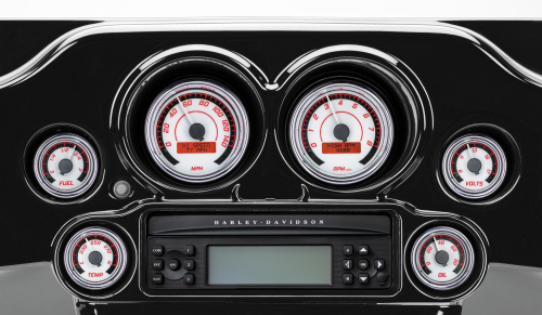 Dakota Digital - Dakota Digital MVX-8K Oil Temp Gauge - White/Red Background - Chrome Bezel - MVX-8K-T-WR-C