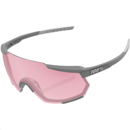 100% - 100% Racetrap Sunglasses - 61037-289-79 - Soft Tact Stone Gray/Hiper Coral Lens - OSFA