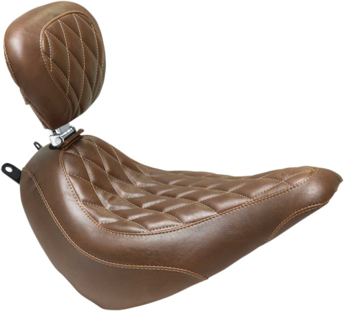 Mustang - Mustang Wide Tripper Solo Seat with Dirver Backrest - Diamond Stitch - Brown - 83004
