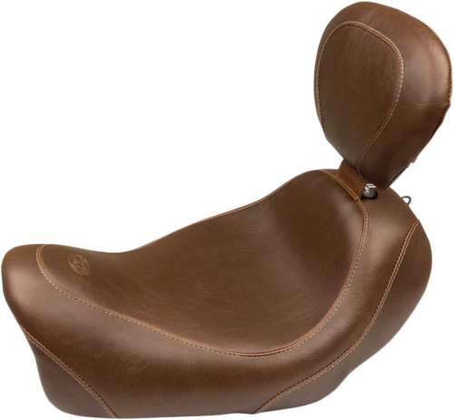Mustang - Mustang Wide Tripper Solo Seat with Driver Backrest - Diamond Stitch - Brown - 79796