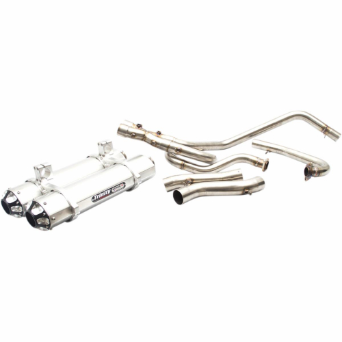 Trinity Racing - Trinity Racing Stage 4 Dual Exhaust System - Brushed Muffler - TR-4112D