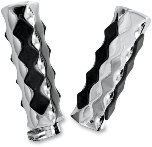 LA Choppers - LA Choppers Hex Comfort Grips - Chrome with Comfort Pads - 0630-0566