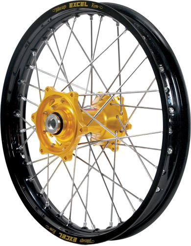 Dubya - Dubya MX Front Wheel with Excel Takasago Rim - 1.60x21 - Gold Hub/Black Rim - 56-3000GB