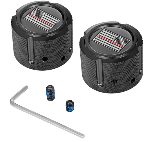 Figurati Designs - Figurati Designs Front Axle Nut Cover - Black with Red Line flag - FD75-FAC-BK