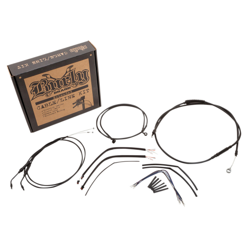 Burly Brand - Burly Brand Extended Cable/Brake Line Kit for 14in. Ape Handlebars - Black Vinyl - B30-1107