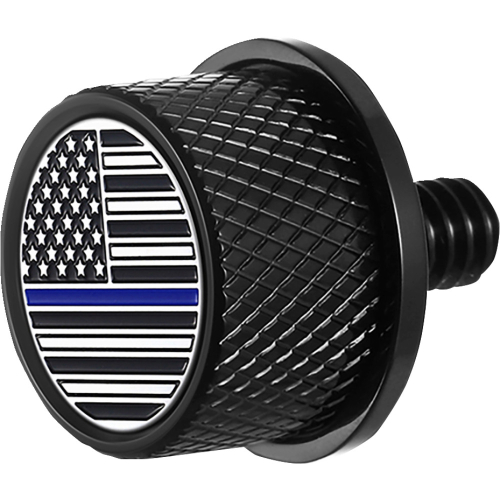 Figurati Designs - Figurati Designs Seat Mounting Knob - Black with Blue Line American Flag Skull - FD71-SEAT KN-BK