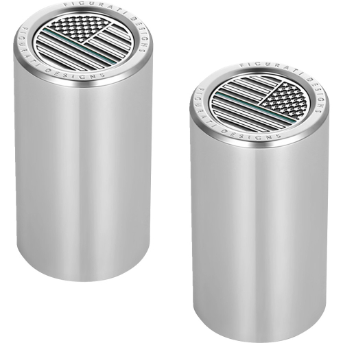 Figurati Designs - Figurati Designs Docking Hardware Cover - Stainless Steel with Long Green Line American Flag Skull - FD72-DC-2545-SS