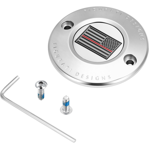 Figurati Designs - Figurati Designs Timing Cover - Stainless Steel with Red Line American Flag - 2 Hole - FD73-TC-2H-SS