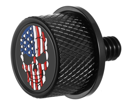 Figurati Designs - Figurati Designs Seat Mounting Knob - Black with American Flag Skull - FD25-SEAT KN-BK