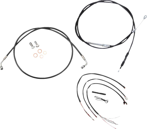 LA Choppers - LA Choppers Complete Handlebar Cable/Brake & Clutch Line/Wire Kit - Black Vinyl - LA-8156KT2-13B