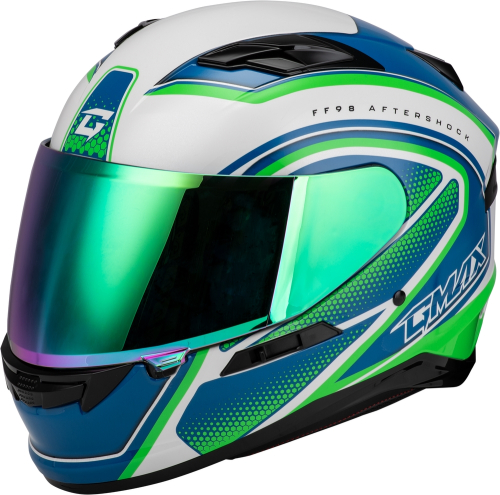 G-Max - G-Max FF-98 Aftershock Helmet - F1984795-DOT - White/Neon Green - Medium