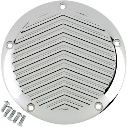 Joker Machine - Joker Machine Billet Derby Cover - V Finned Chrome - 06-960-4C