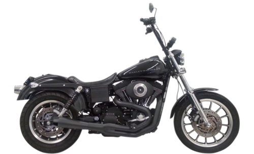 Bassani Manufacturing - Bassani Manufacturing Road Rage 2:1 Short Megaphone Exhaust System - Black with Solid Black Billet End Cap - 1D42UB