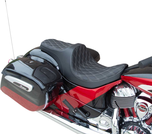 Drag Specialties - Drag Specialties Predator III Seat with Forward Positioning - Double Diamond - Silver Thread - 0810-2271