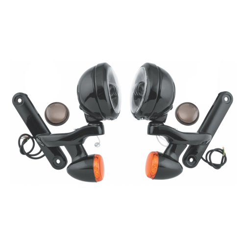 Namz - Namz Full Halo Passing Lamps with Brackets and Bullet Turn Signals - Black/Black - LLC-PLBTS-FHBB-L