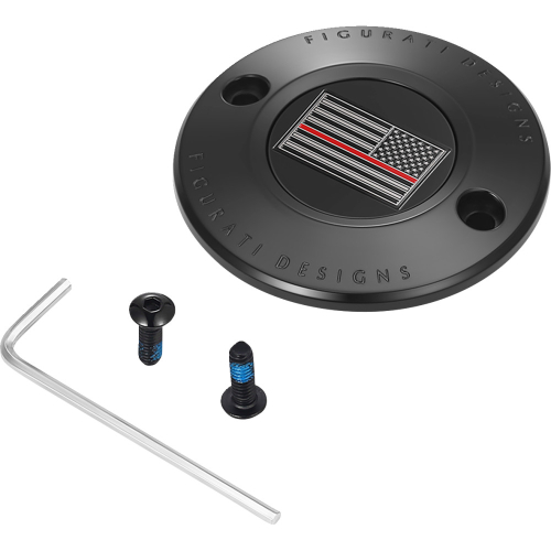 Figurati Designs - Figurati Designs Timing Cover - Black with Red Line American Flag - 2 Hole - FD75-TC-2H-BLK