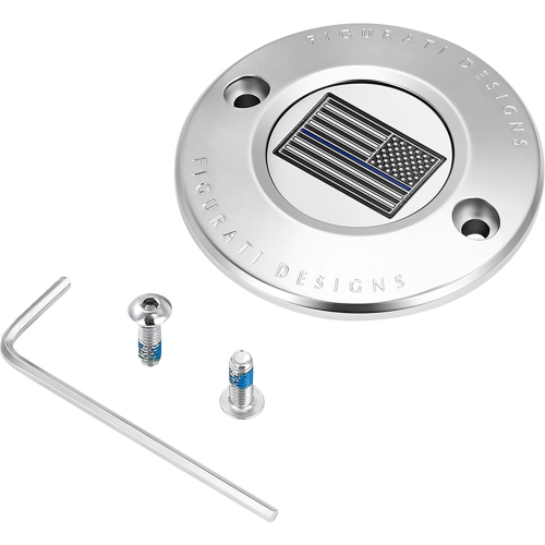 Figurati Designs - Figurati Designs Timing Cover - Stainless Steel with Blue Line American Flag - 2 Hole - FD70-TC-2H-SS