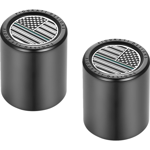 Figurati Designs - Figurati Designs Docking Hardware Cover - Black with Short Green Line American Flag Skull - FD72-DC-2530-BK