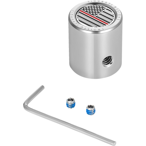 Figurati Designs - Figurati Designs Heel-Toe Shifter Cover - Stainless Steel with Red Line American Flag Skull - FD73-HTSC-SS