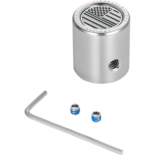 Figurati Designs - Figurati Designs Heel-Toe Shifter Cover - Stainless Steel with Green Line American Flag Skull - FD72-HTSC-SS