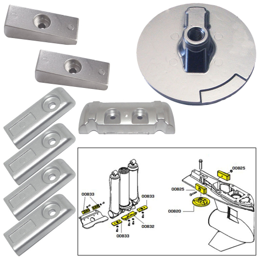 Tecnoseal - Tecnoseal Anode Kit w/Hardware - Mercury Verado 6 - Zinc