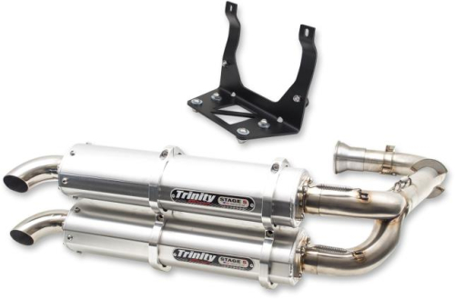 Trinity Racing - Trinity Racing Stage 5 Dual Exhaust System - Brushed Muffler - TR-4161D
