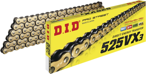 D.I.D - D.I.D 525VX3 Pro-Street X-Ring Vx Series Chain - Gold - 110 Links - 525VX3G110ZB